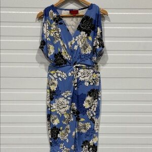 Jennifer Lopez Blue Floral Midi Dress